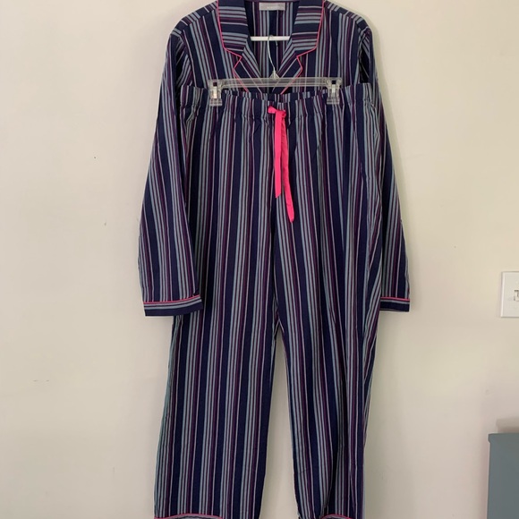 Nordstrom XL Navy Striped 100% Cotton Pajama Set New no Tag - Picture 2 of 16